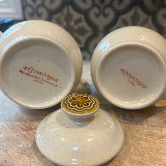 VINTAGE 70s STONEWARE BY CROWN MANOR- SUGAR & CREAM SET- MADE IN JAPAN - Picture 4 of 11